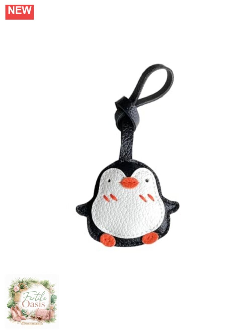 Faux Leather Penguin Bag Charm Keychain Kawaii Tote Backpack Accessory